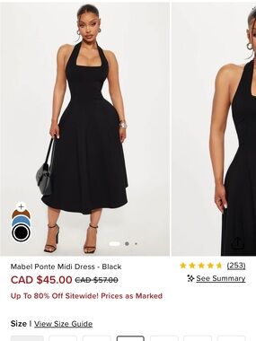 Fashion Nova Black Halter Ponte Midi Dress